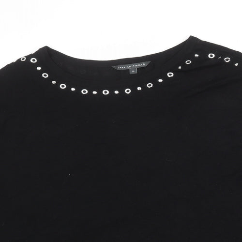 Bonmarché Womens Black Round Neck Viscose Pullover Jumper Size 20