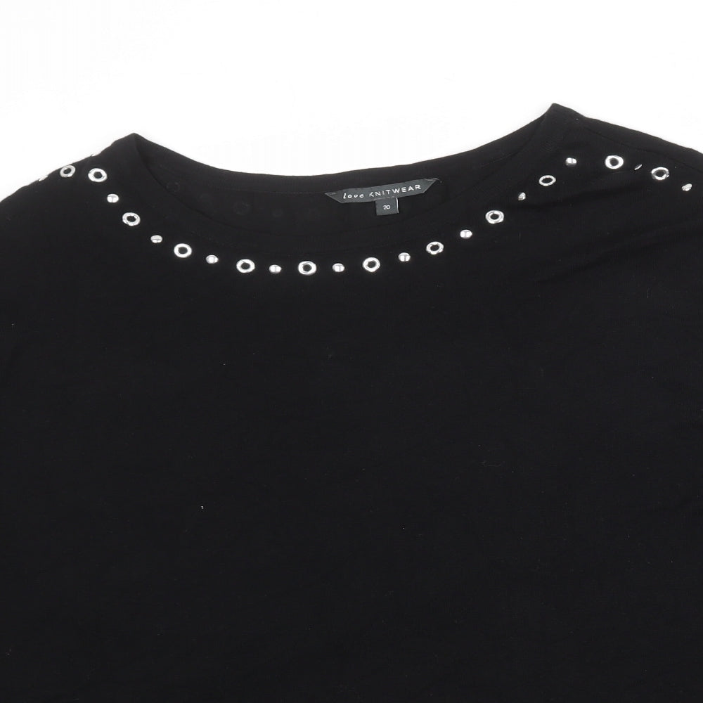 Bonmarché Womens Black Round Neck Viscose Pullover Jumper Size 20