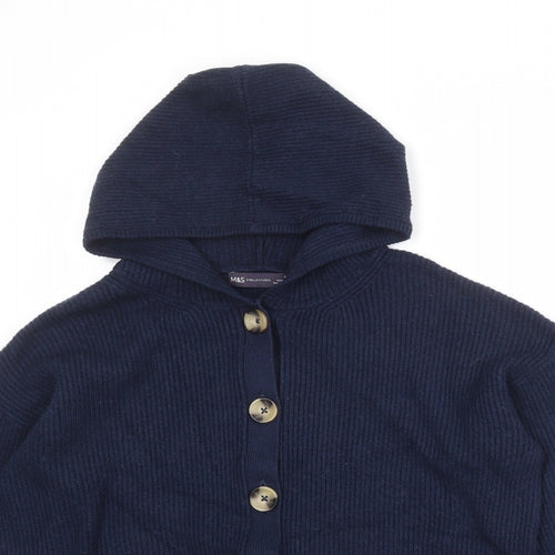 Marks and Spencer Womens Blue Round Neck Viscose Cardigan Jumper Size M