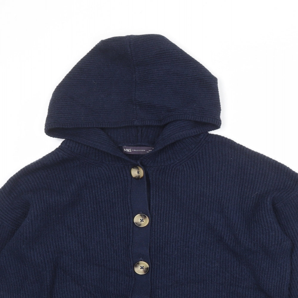 Marks and Spencer Womens Blue Round Neck Viscose Cardigan Jumper Size M