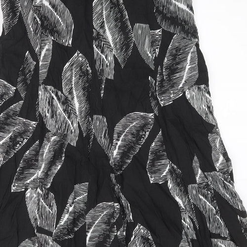 Gerry Weber Womens Black Geometric Cotton Swing Skirt Size 16 Zip - Leaf pattern