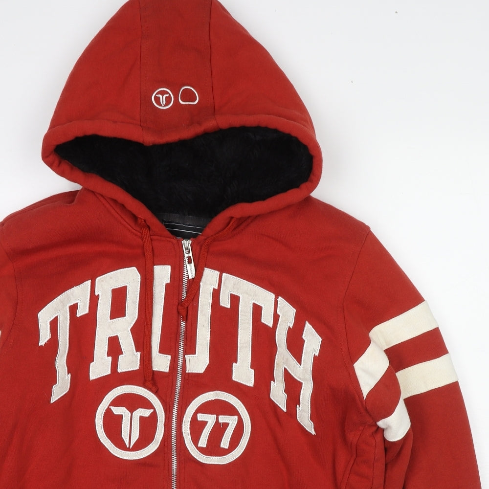 Truth Clothing Mens Red Cotton Full Zip Sweatshirt Size L