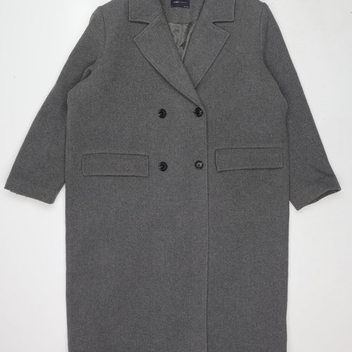 Marks and Spencer Womens Grey Overcoat Coat Size 18 Button