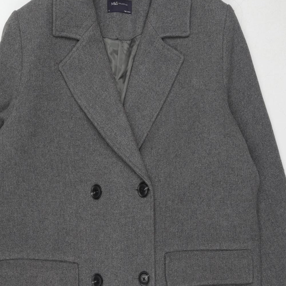 Marks and Spencer Womens Grey Overcoat Coat Size 18 Button