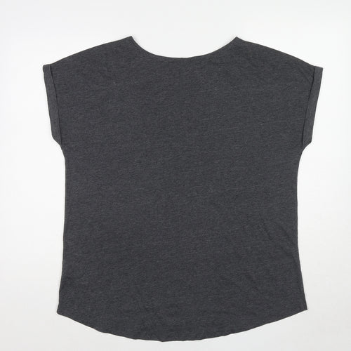 NEXT Womens Grey Cotton Basic T-Shirt Size 16 Round Neck - Star Print