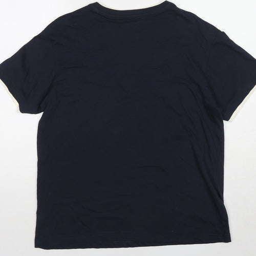 BHS Mens Blue Striped Cotton T-Shirt Size L Round Neck