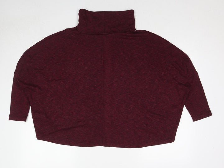 New Look Womens Red Mock Neck Polyester Pullover Jumper Size 10