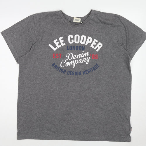 Lee Cooper Mens Grey Polyester T-Shirt Size XL Crew Neck