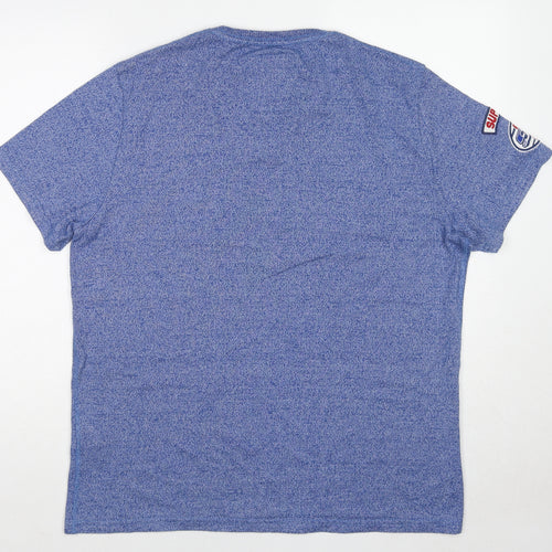 Superdry Mens Blue Cotton T-Shirt Size 2XL Crew Neck