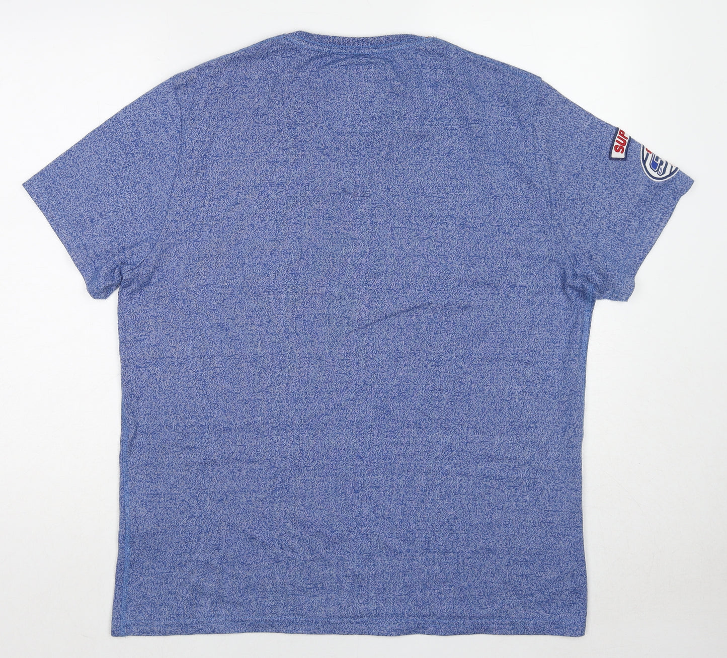 Superdry Mens Blue Cotton T-Shirt Size 2XL Crew Neck