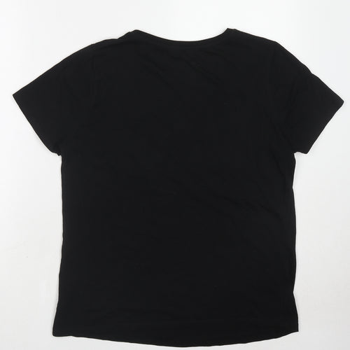 New Look Womens Black Cotton Basic T-Shirt Size 16 Round Neck - Ciao Bella
