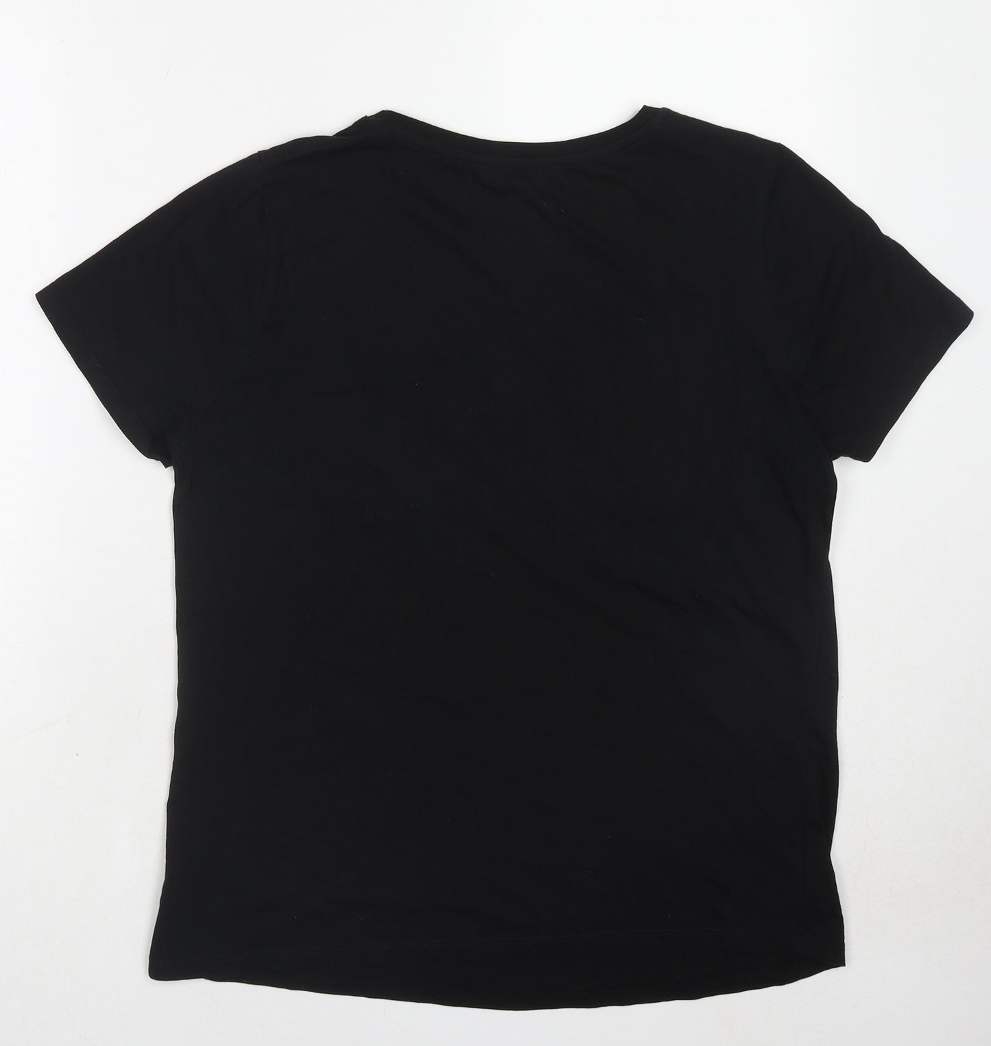 New Look Womens Black Cotton Basic T-Shirt Size 16 Round Neck - Ciao Bella