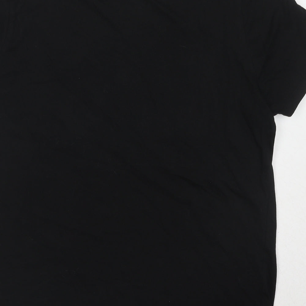 New Look Womens Black Cotton Basic T-Shirt Size 16 Round Neck - Ciao Bella