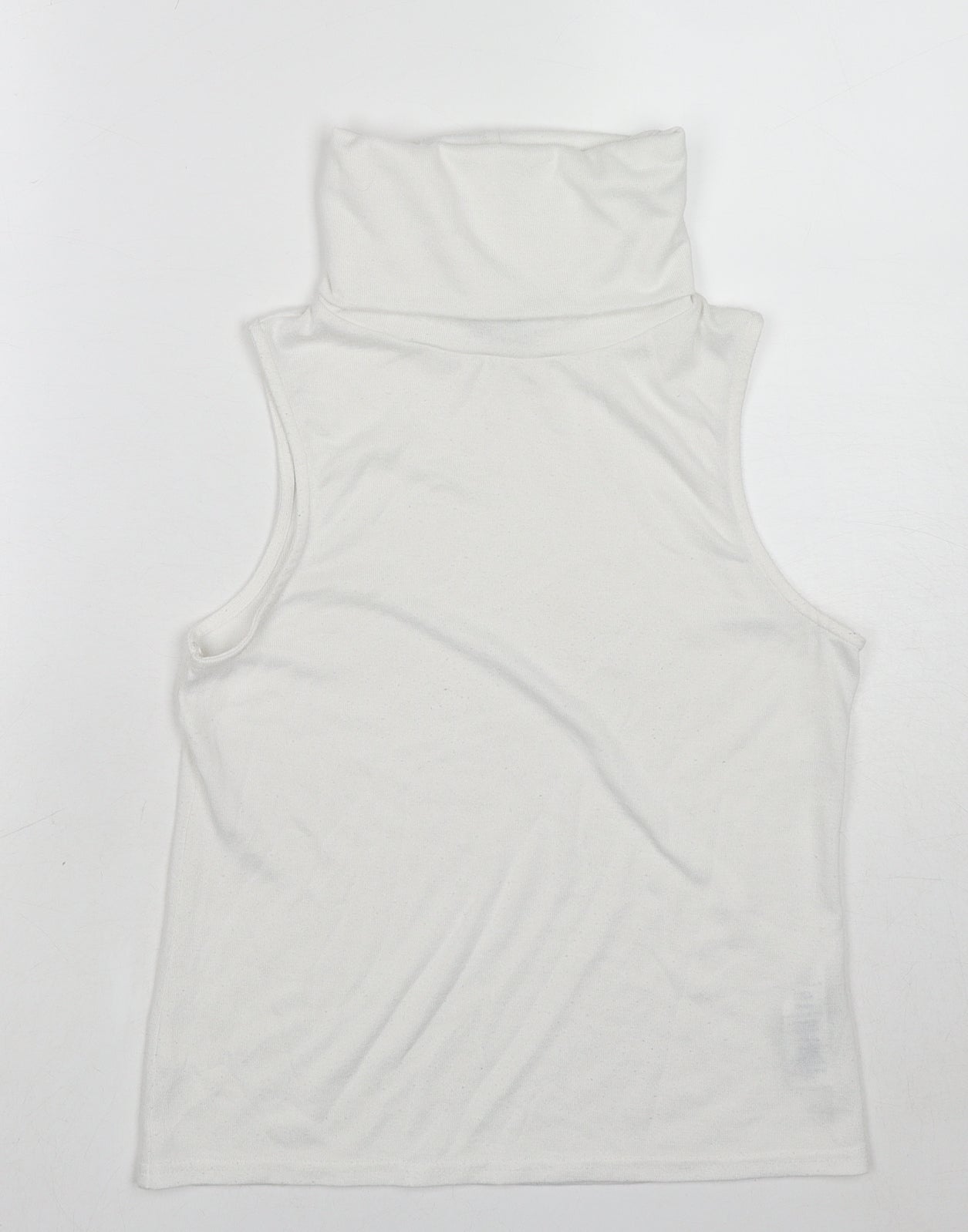 New Look Womens White Polyester Basic Tank Size 10 Roll Neck