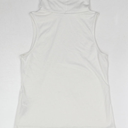 New Look Womens White Polyester Basic Tank Size 10 Roll Neck