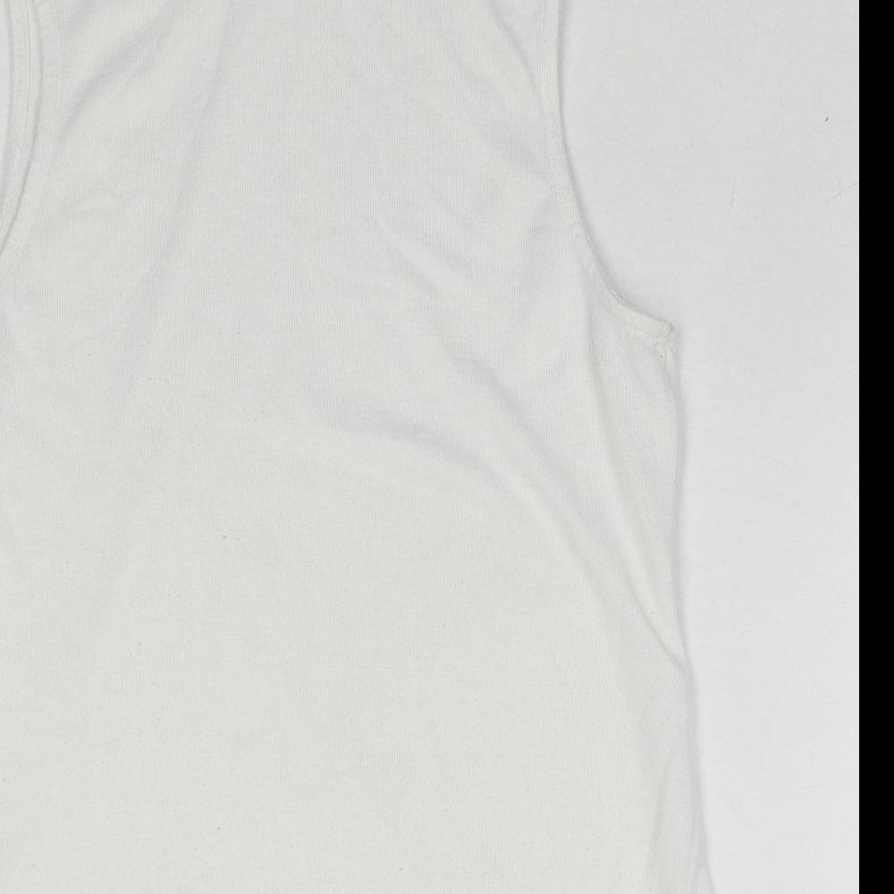 New Look Womens White Polyester Basic Tank Size 10 Roll Neck