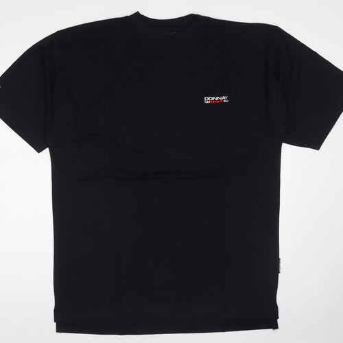 Donnay Mens Black Cotton T-Shirt Size L Crew Neck