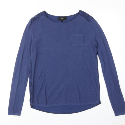 NEXT Womens Blue Round Neck Cotton Pullover Jumper Size 10 - Town House Print