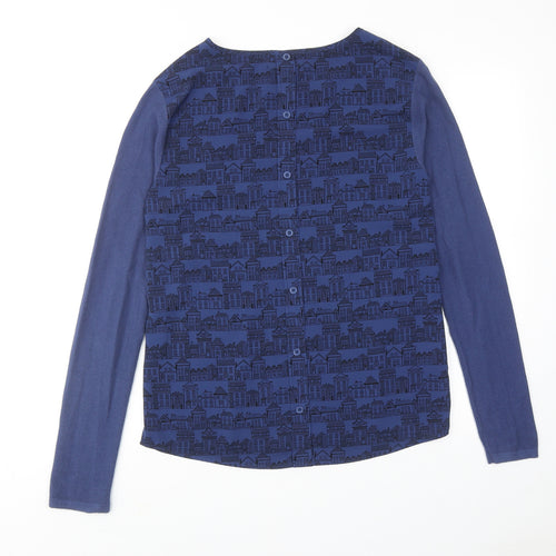NEXT Womens Blue Round Neck Cotton Pullover Jumper Size 10 - Town House Print