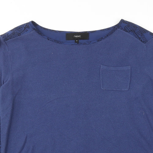 NEXT Womens Blue Round Neck Cotton Pullover Jumper Size 10 - Town House Print
