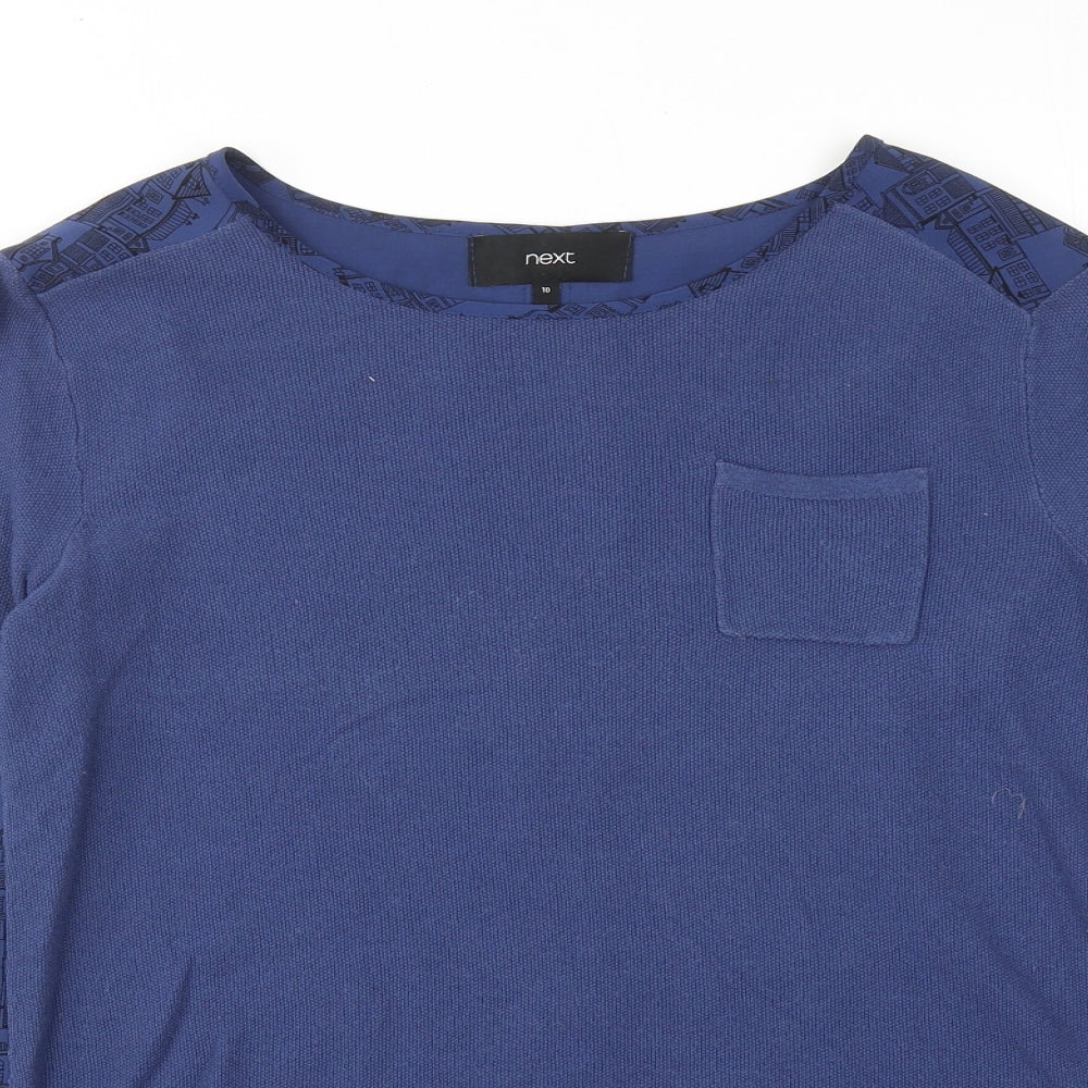 NEXT Womens Blue Round Neck Cotton Pullover Jumper Size 10 - Town House Print