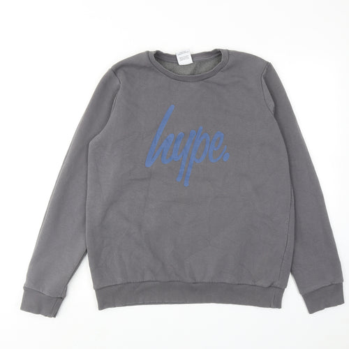 Hype Boys Grey Cotton Pullover Sweatshirt Size 15 Years Pullover