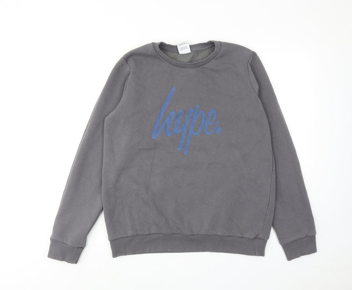 Hype Boys Grey Cotton Pullover Sweatshirt Size 15 Years Pullover