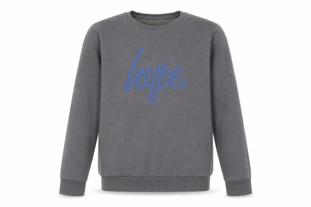 Front view of Hype boys’ grey cotton pullover sweatshirt, size 15, years pullover