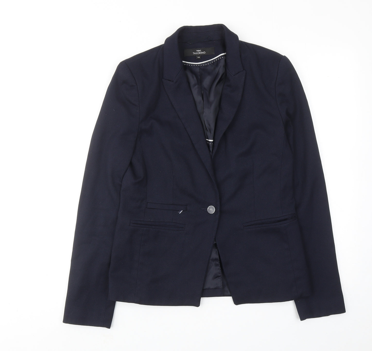 NEXT Womens Blue Polyester Jacket Suit Jacket Size 10