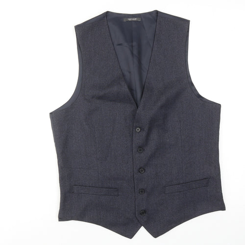 Marks and Spencer Mens Blue Polyester Jacket Suit Waistcoat Size 38 Regular