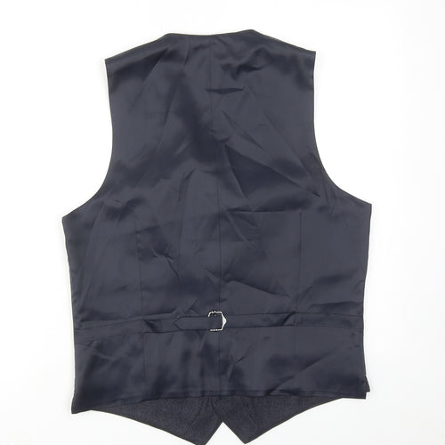 Marks and Spencer Mens Blue Polyester Jacket Suit Waistcoat Size 38 Regular