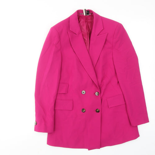 Topshop Womens Pink Polyester Jacket Suit Jacket Size 4