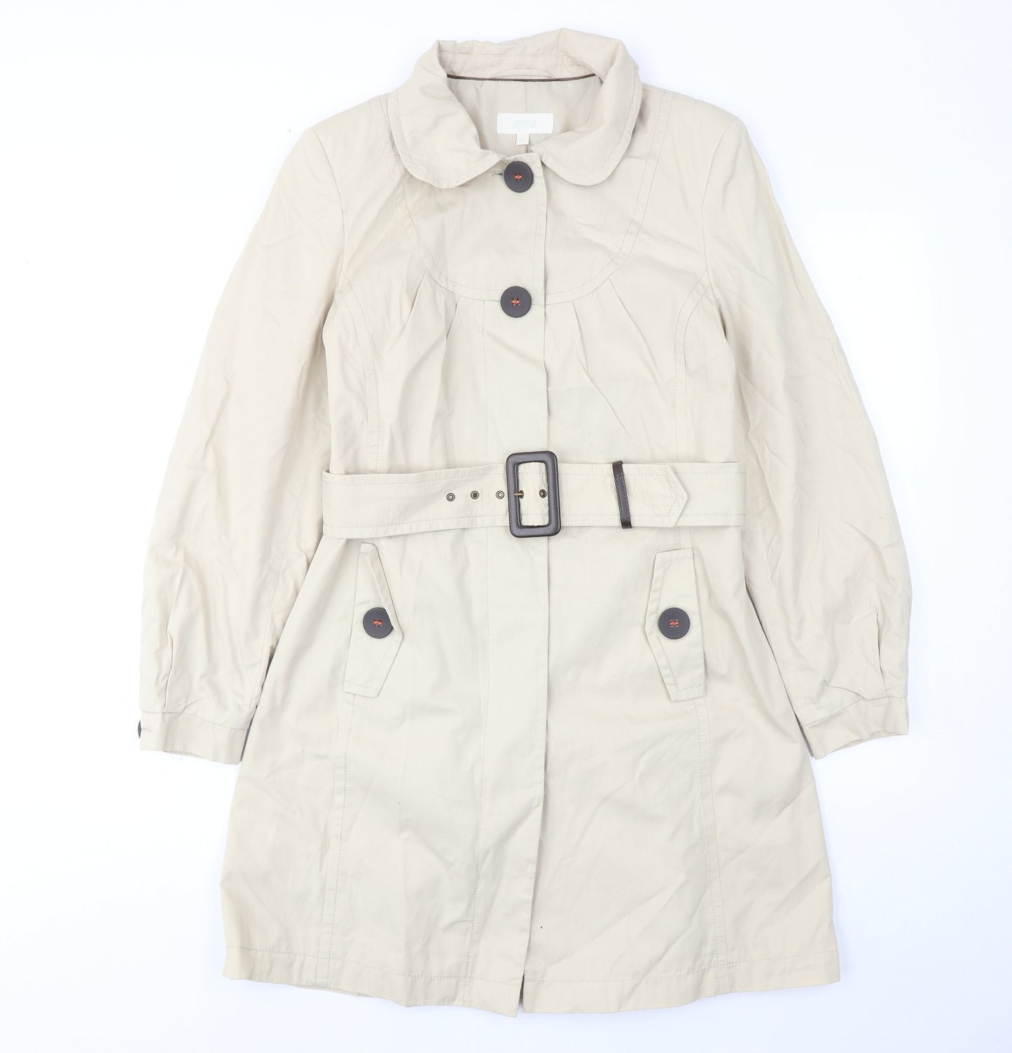 Marks and Spencer Womens Beige Trench Coat Coat Size 14 Button