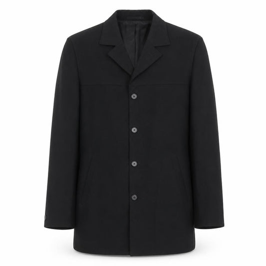 Front view of New Look men’s black polyester jacket blazer, size 38, regular