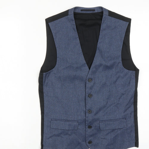 NEXT Mens Blue Polyester Jacket Suit Waistcoat Size 34 Regular
