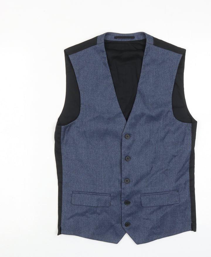 NEXT Mens Blue Polyester Jacket Suit Waistcoat Size 34 Regular