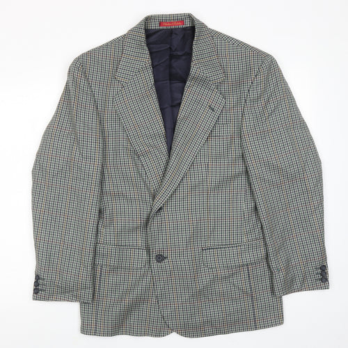 Debenhams Mens Green Geometric Wool Jacket Blazer Size 40 Regular