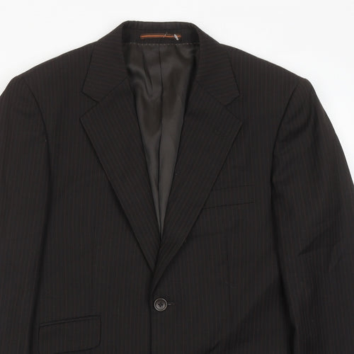 Topman Mens Brown Striped Polyester Jacket Suit Jacket Size 38 Regular