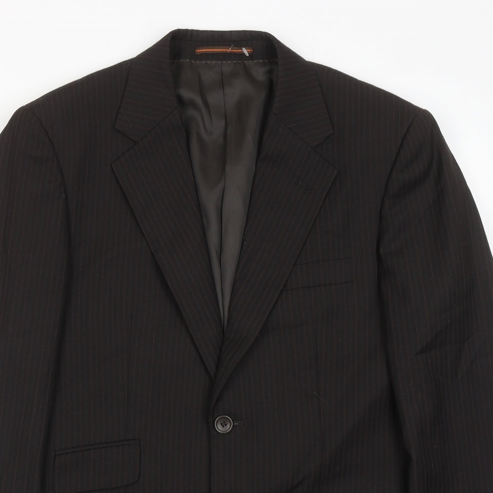 Topman Mens Brown Striped Polyester Jacket Suit Jacket Size 38 Regular