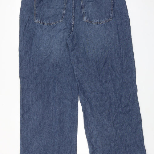 Marks and Spencer Womens Blue Cotton Wide-Leg Jeans Size 16 Regular Zip