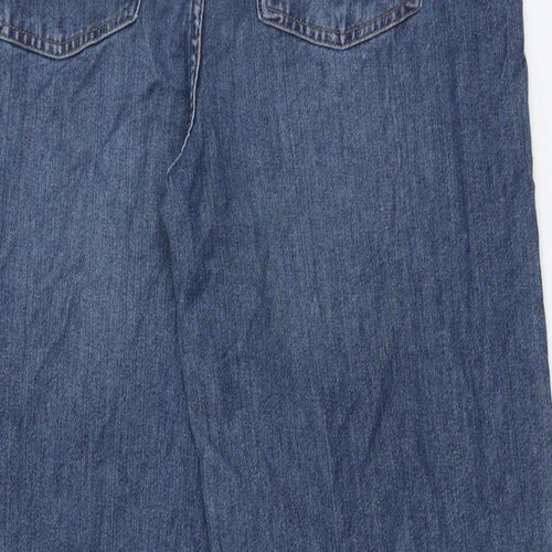 Marks and Spencer Womens Blue Cotton Wide-Leg Jeans Size 16 Regular Zip
