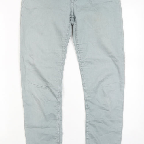H&M Womens Blue Cotton Skinny Jeans Size 10 Regular Zip