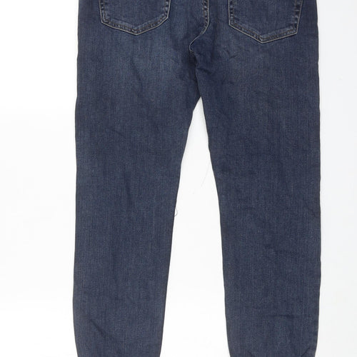 Topman Mens Blue Cotton Skinny Jeans Size 32 in L30 in Regular Button
