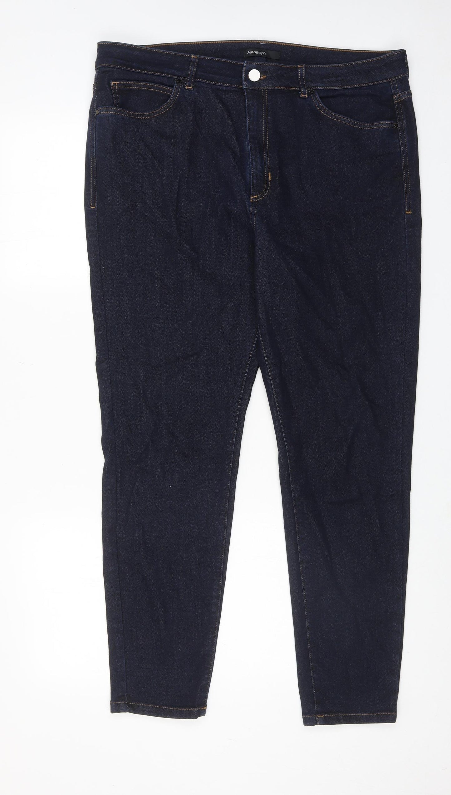Autograph Womens Blue Cotton Skinny Jeans Size 18 Regular Zip