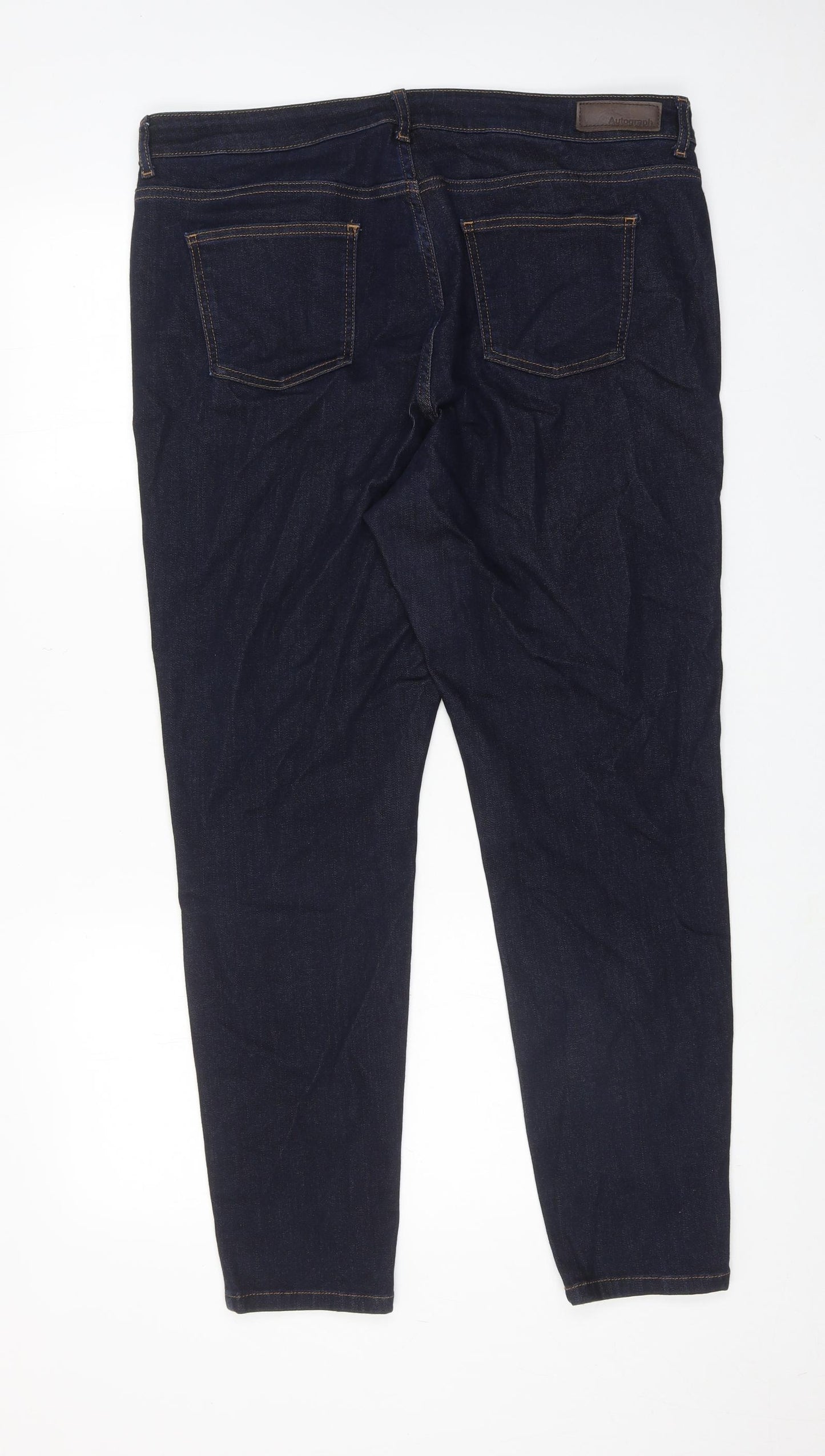 Autograph Womens Blue Cotton Skinny Jeans Size 18 Regular Zip