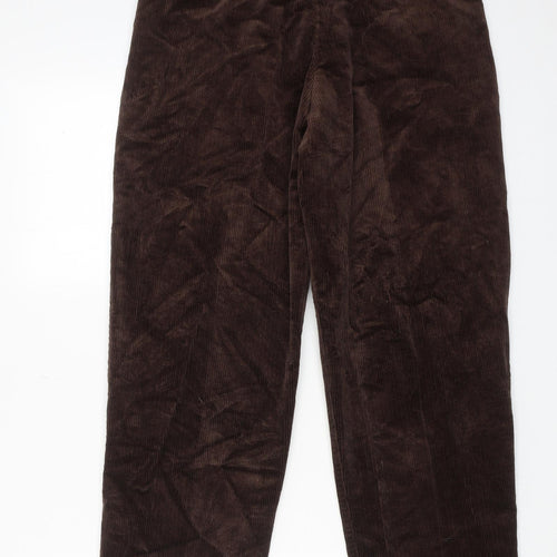 Marks and Spencer Mens Brown Cotton Trousers Size 30 in L29 in Regular Zip