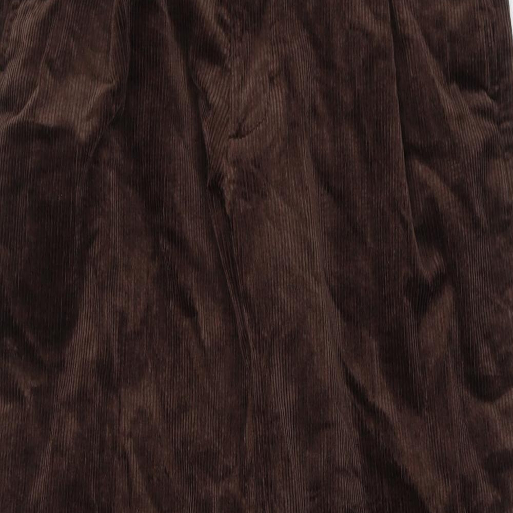 Marks and Spencer Mens Brown Cotton Trousers Size 30 in L29 in Regular Zip