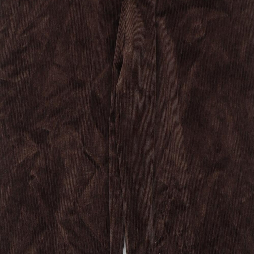Marks and Spencer Mens Brown Cotton Trousers Size 30 in L29 in Regular Zip