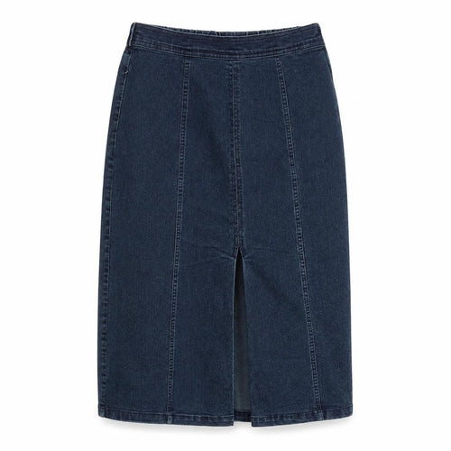 Signature Womens Blue Cotton A-Line Skirt Size S Zip