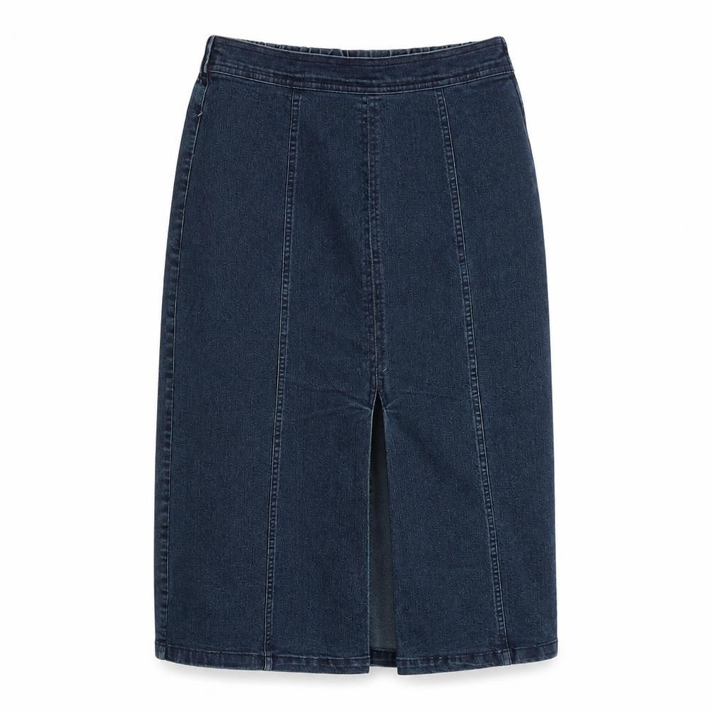 Signature Womens Blue Cotton A-Line Skirt Size S Zip